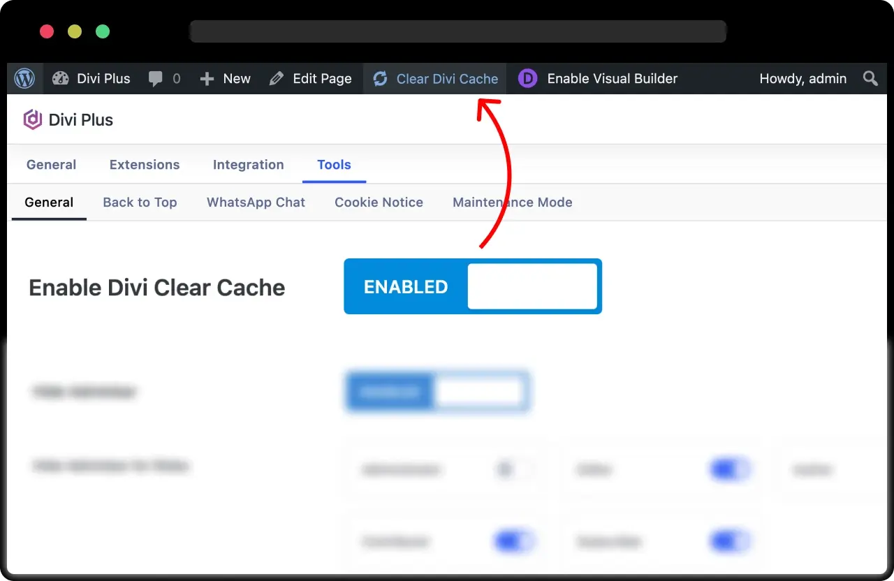 Divi Clear Cache Preview