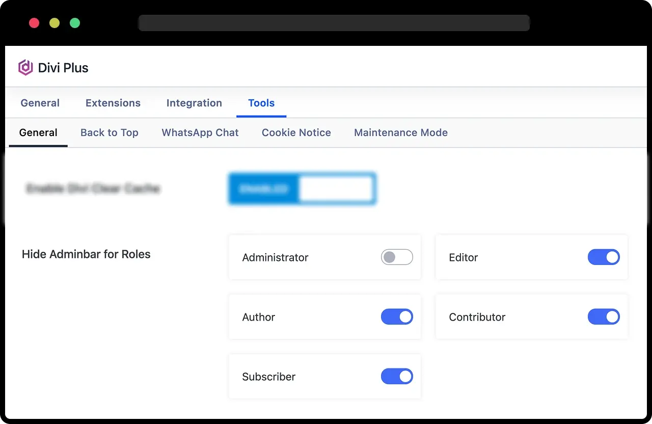 Divi Hide Admin Bar Setting Preview