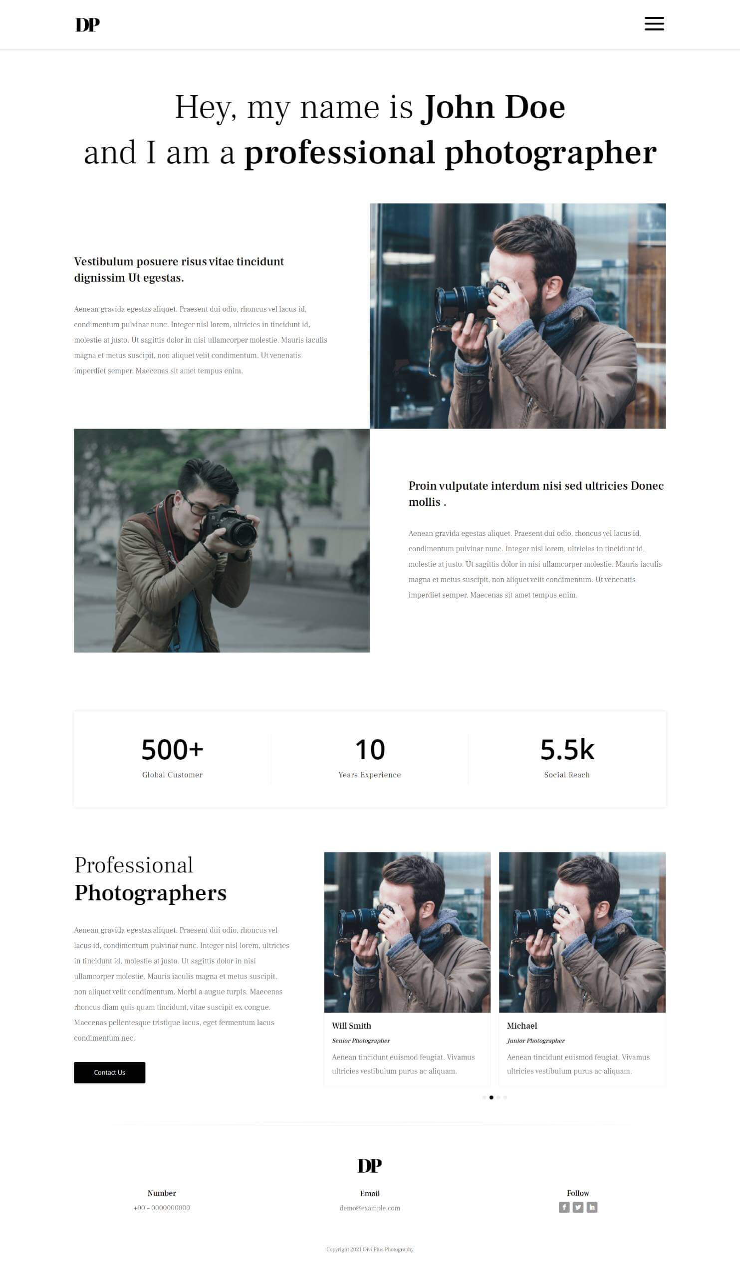 Free Divi Photography Child Theme and Layout