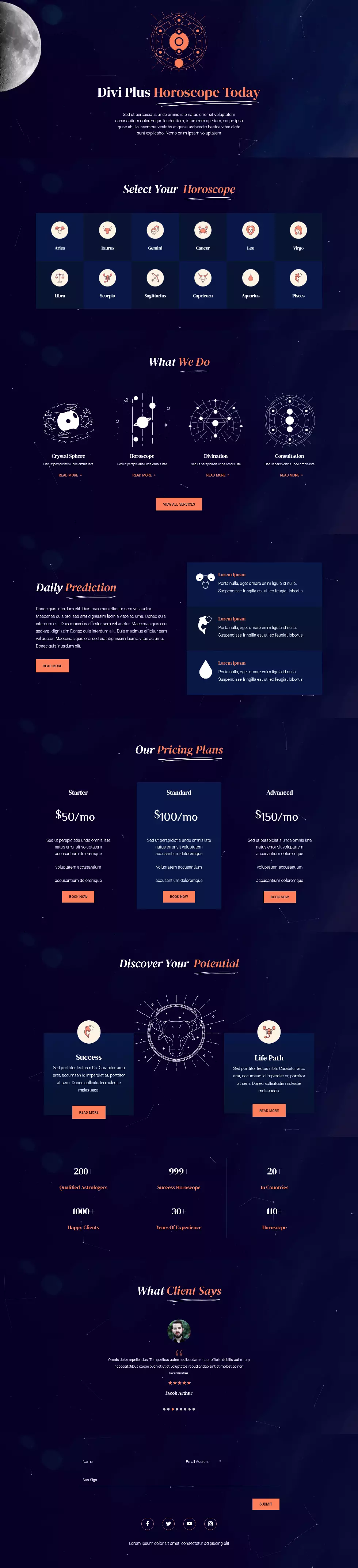 Astrology layout by Divi Plus
