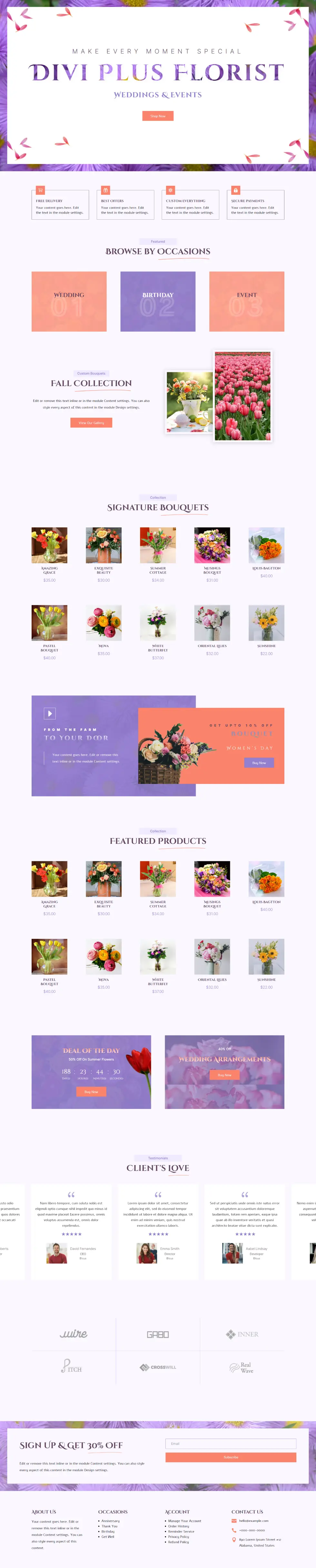 Florist layout by Divi Plus