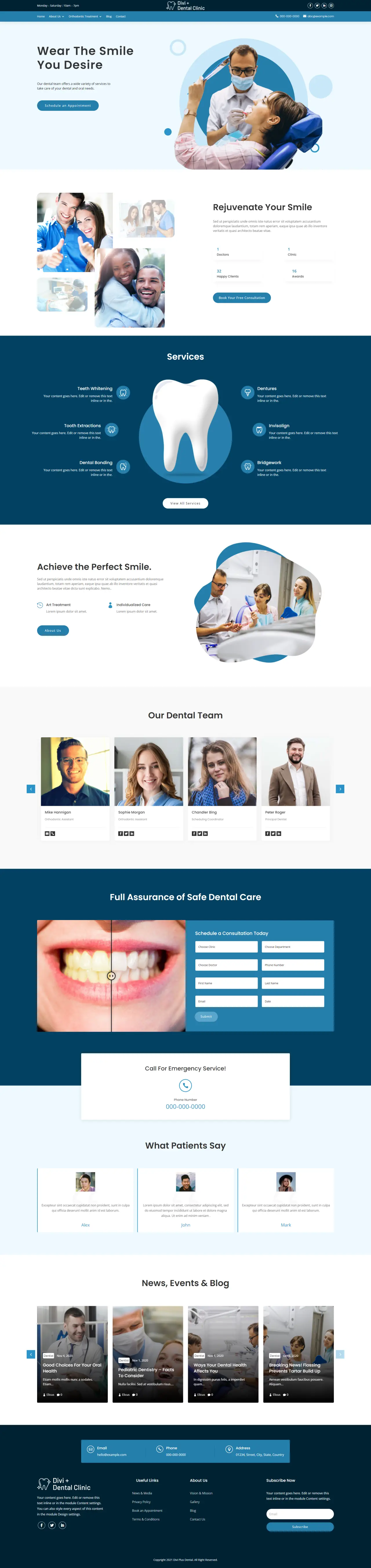 Divi Plus Dental Child Theme Home