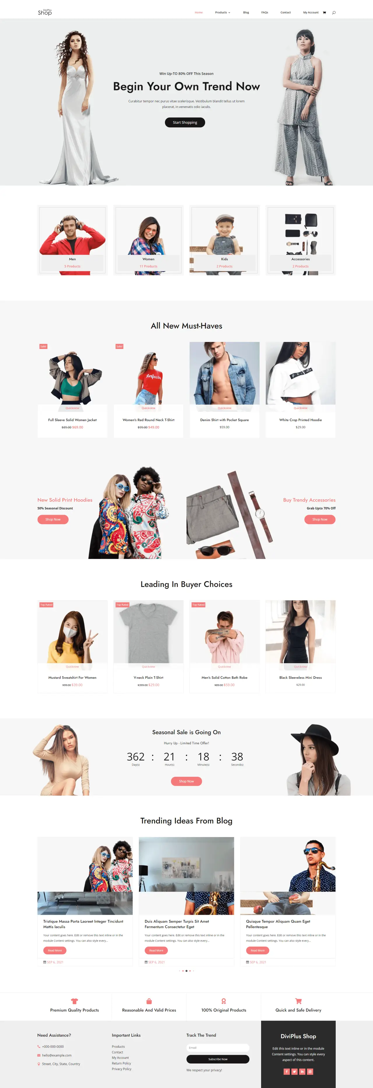 Divi Plus Modern Shop Child Theme