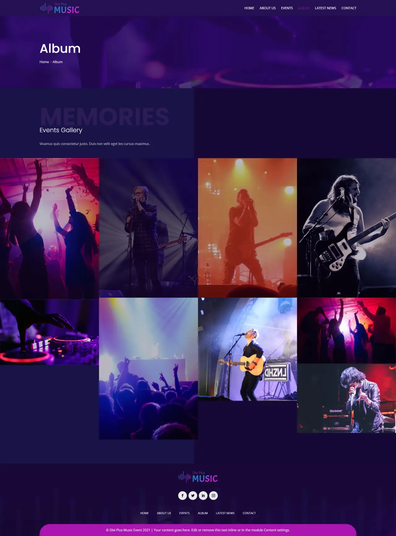 Divi Plus Music Event Album