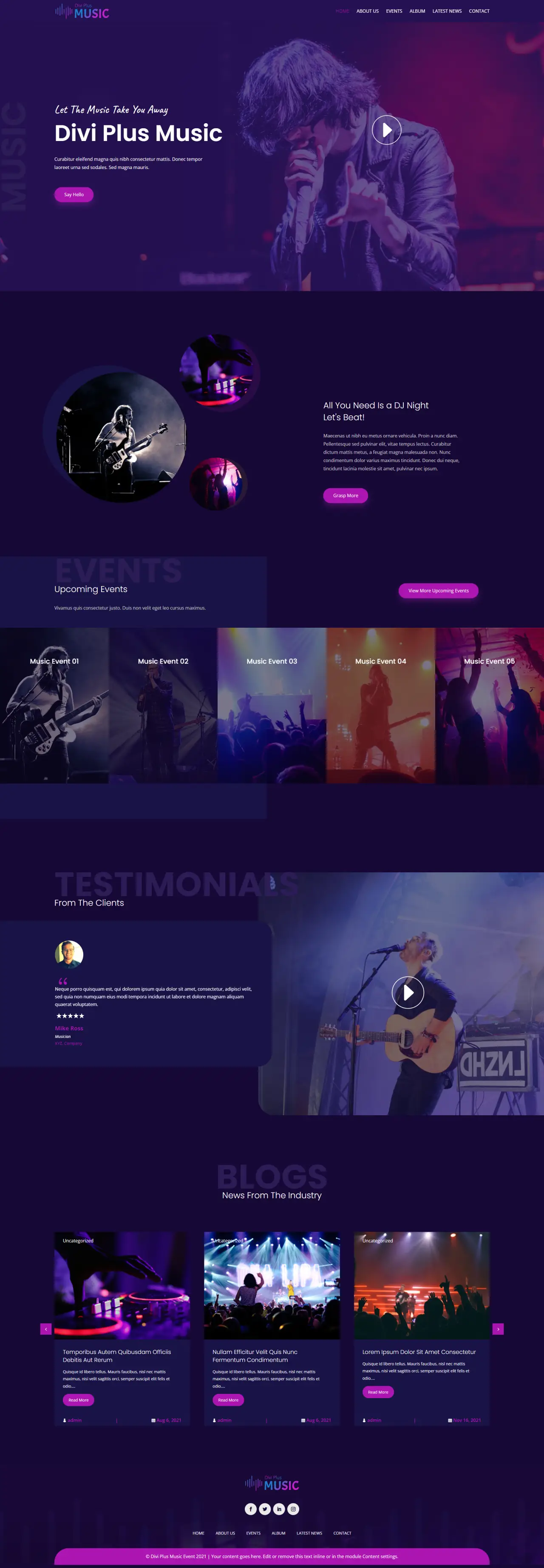 Divi Plus Music Event Child Theme