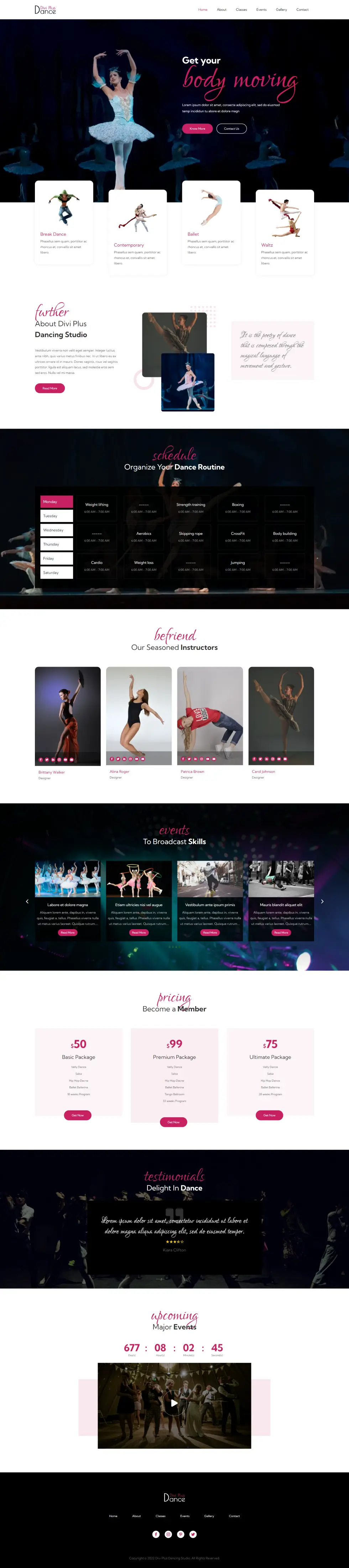 Divi Plus Dance Music Classes Child Theme Home