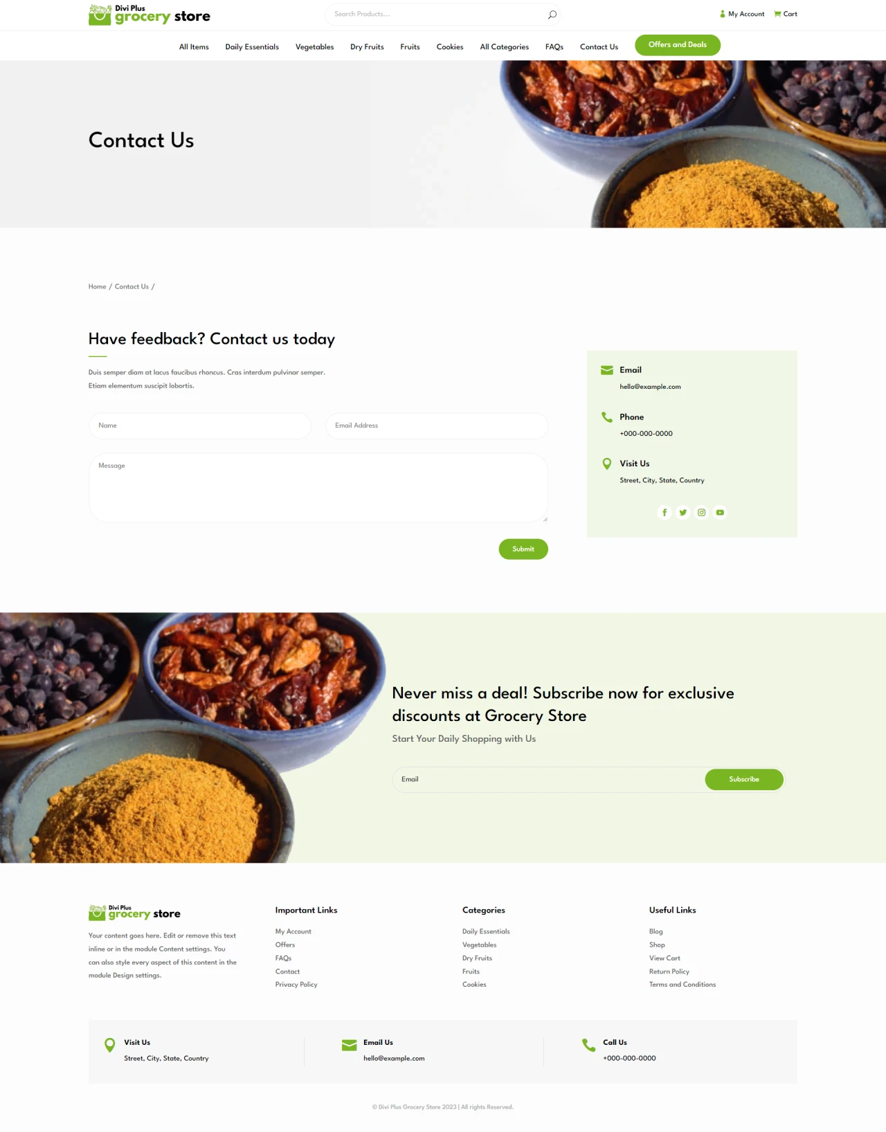Divi Plus Grocery Store Child Theme Contact Us