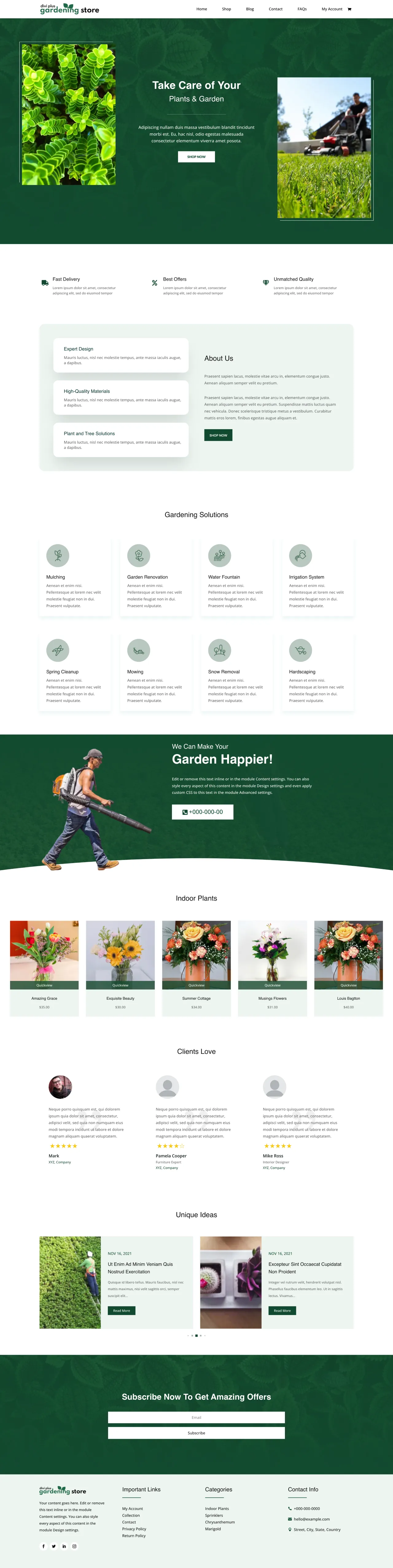 Divi Plus Gardening Child Theme Home