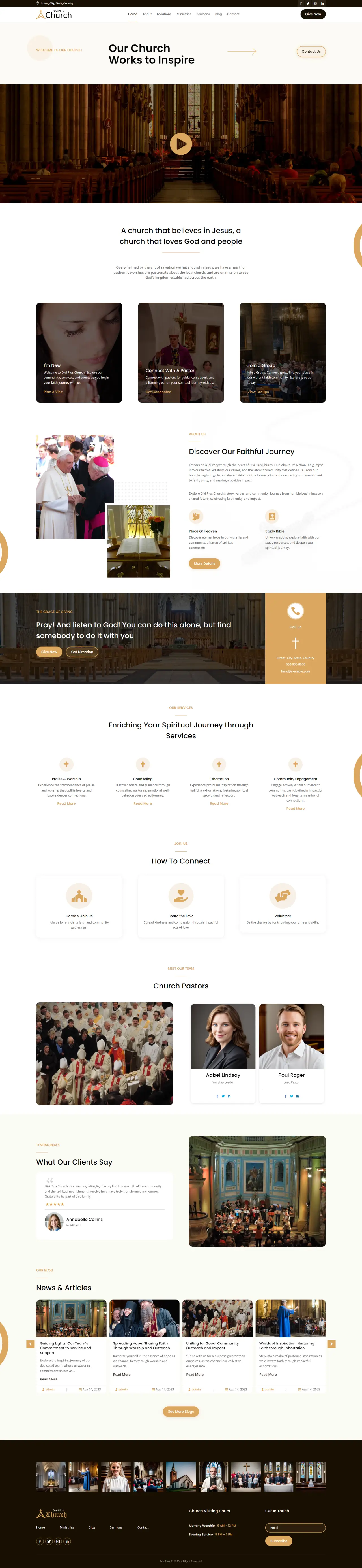 Divi Plus Church Child Theme Home