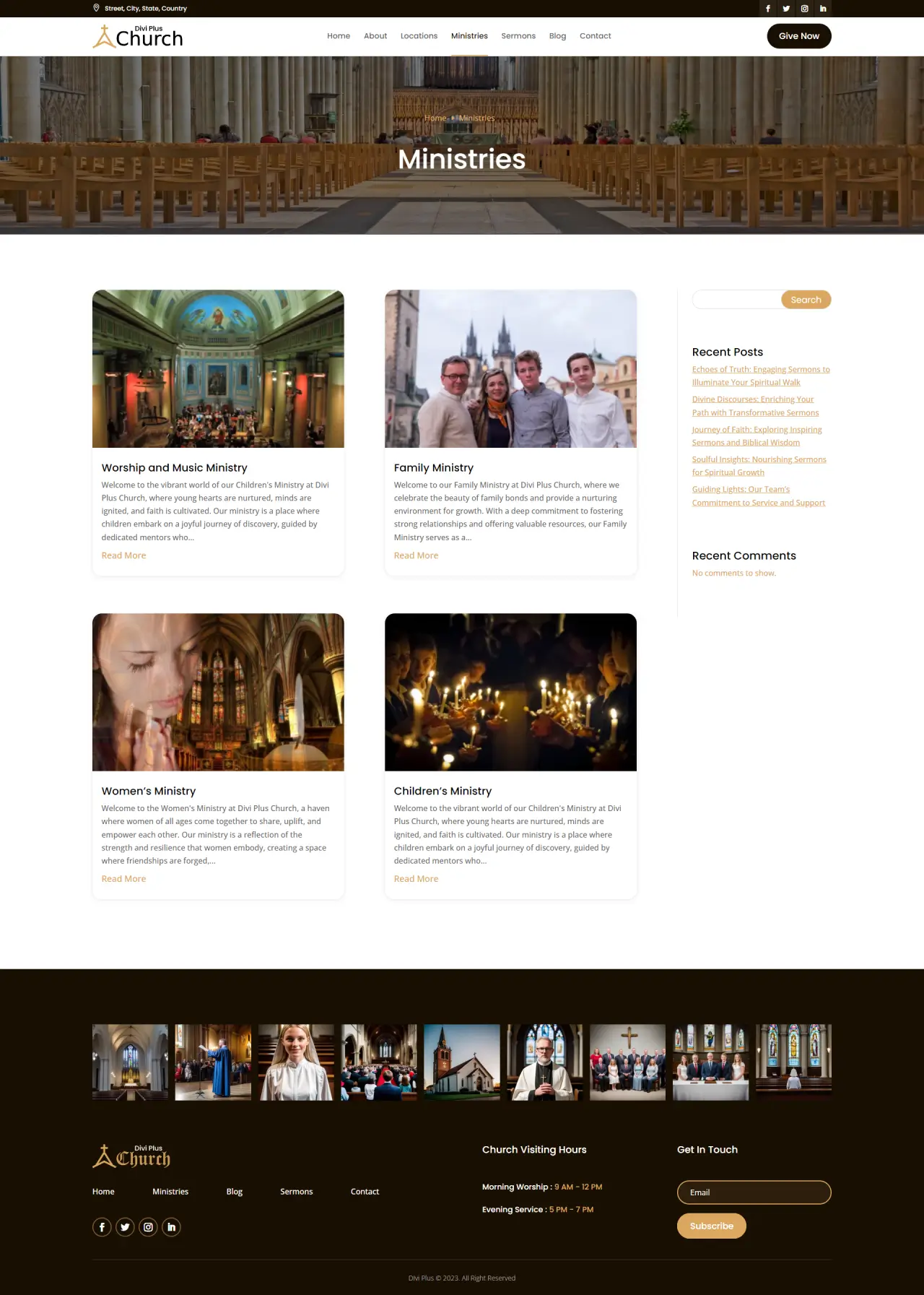 Divi Plus Church Child Theme Ministries