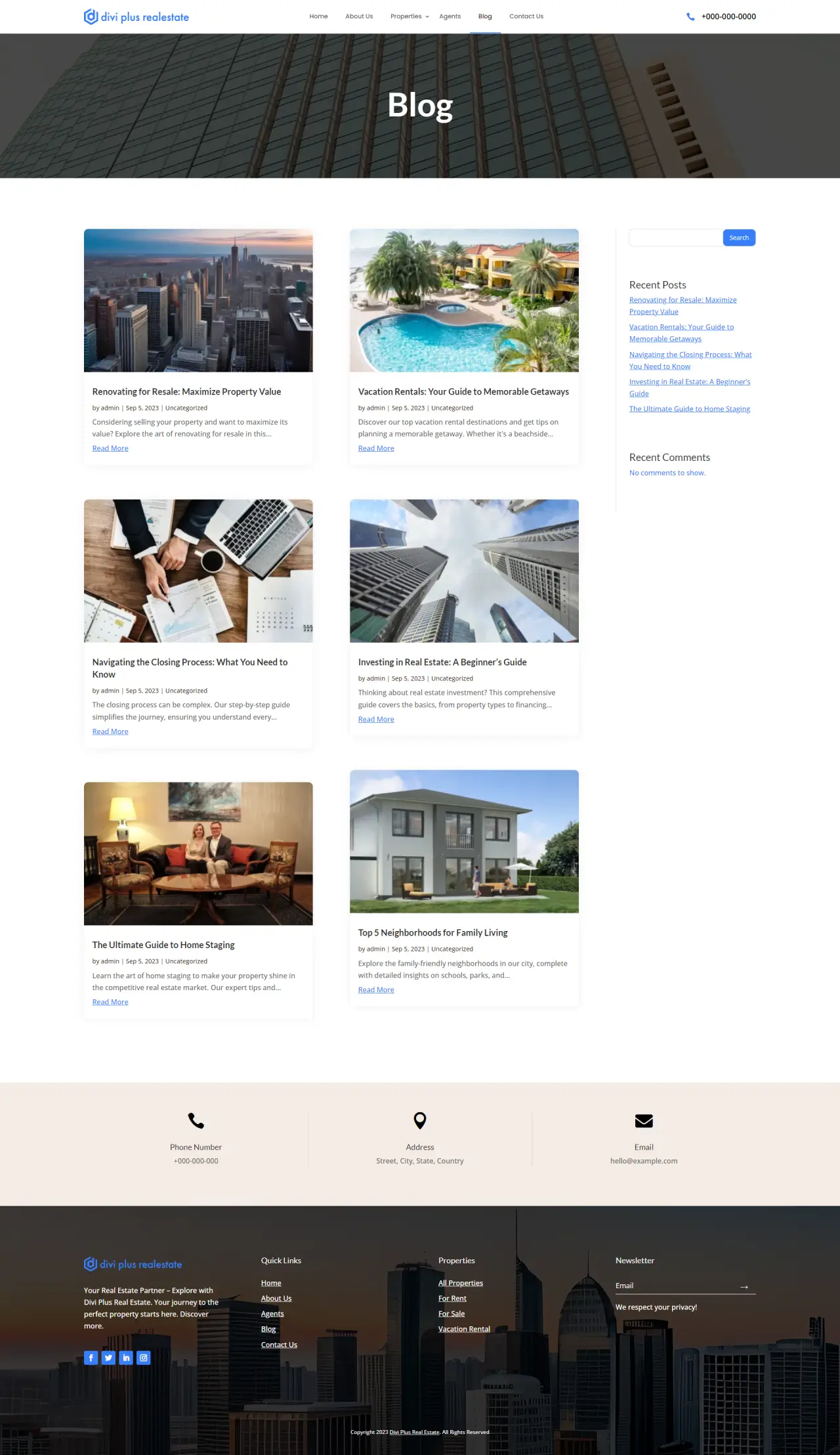 Divi Plus Real Estate Child Theme