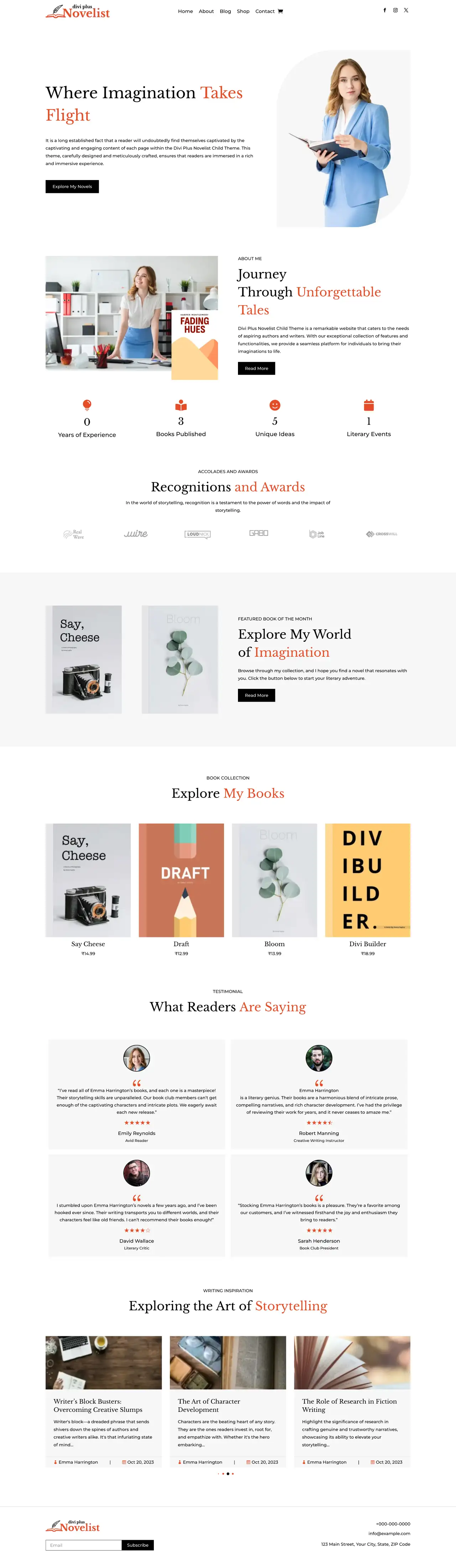 divi-plus-novelist-child-theme-home Divi Plus Freelancer Child Theme