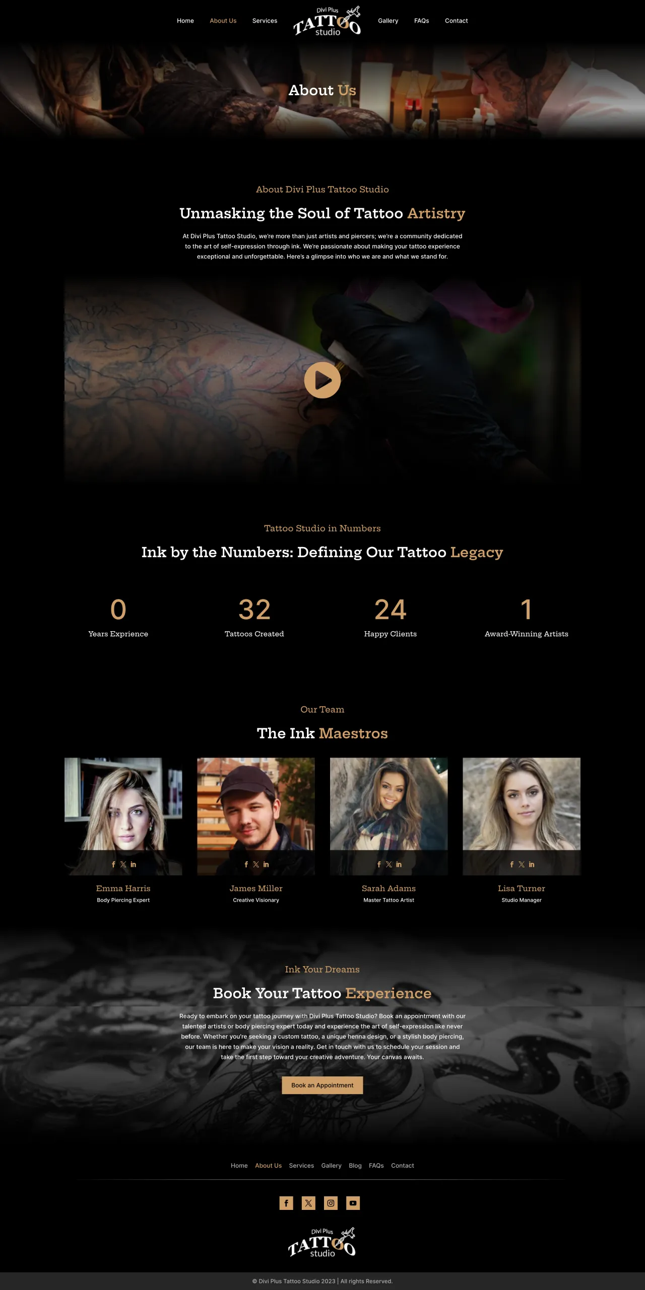 Divi Plus Tattoo Studio Child Theme