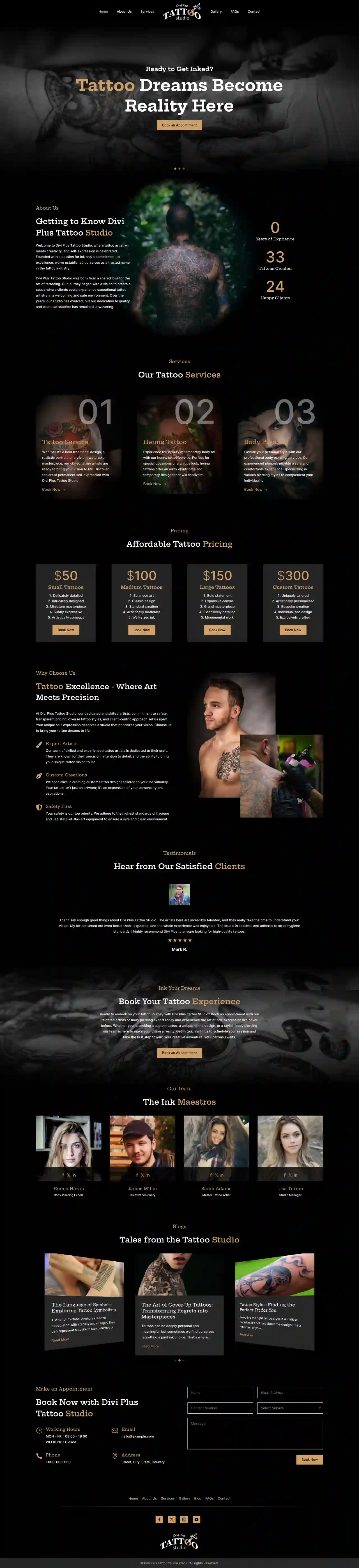 Divi Plus Tattoo Studio Child Theme