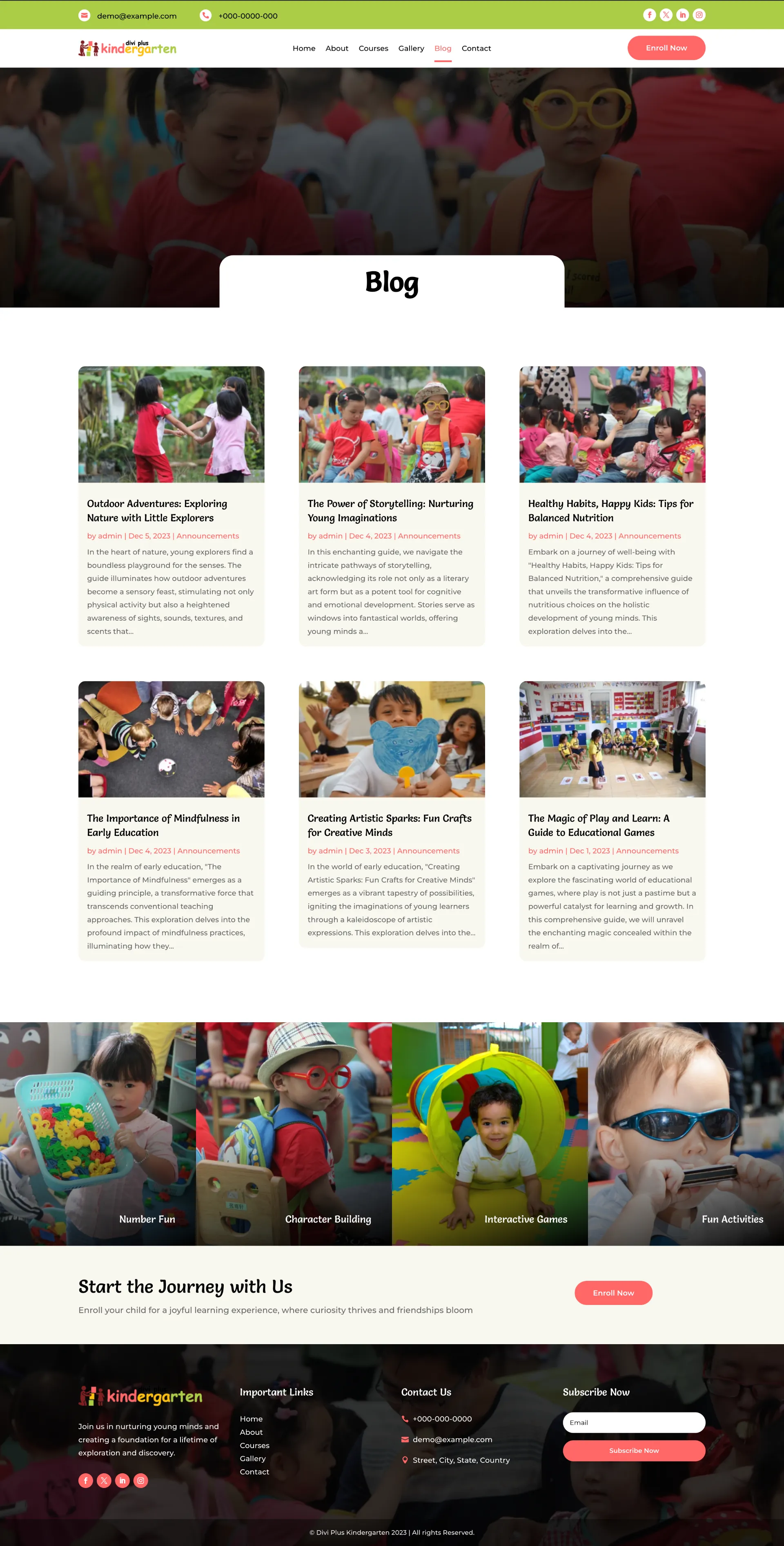 Divi Plus Kindergarten Child Theme Blog