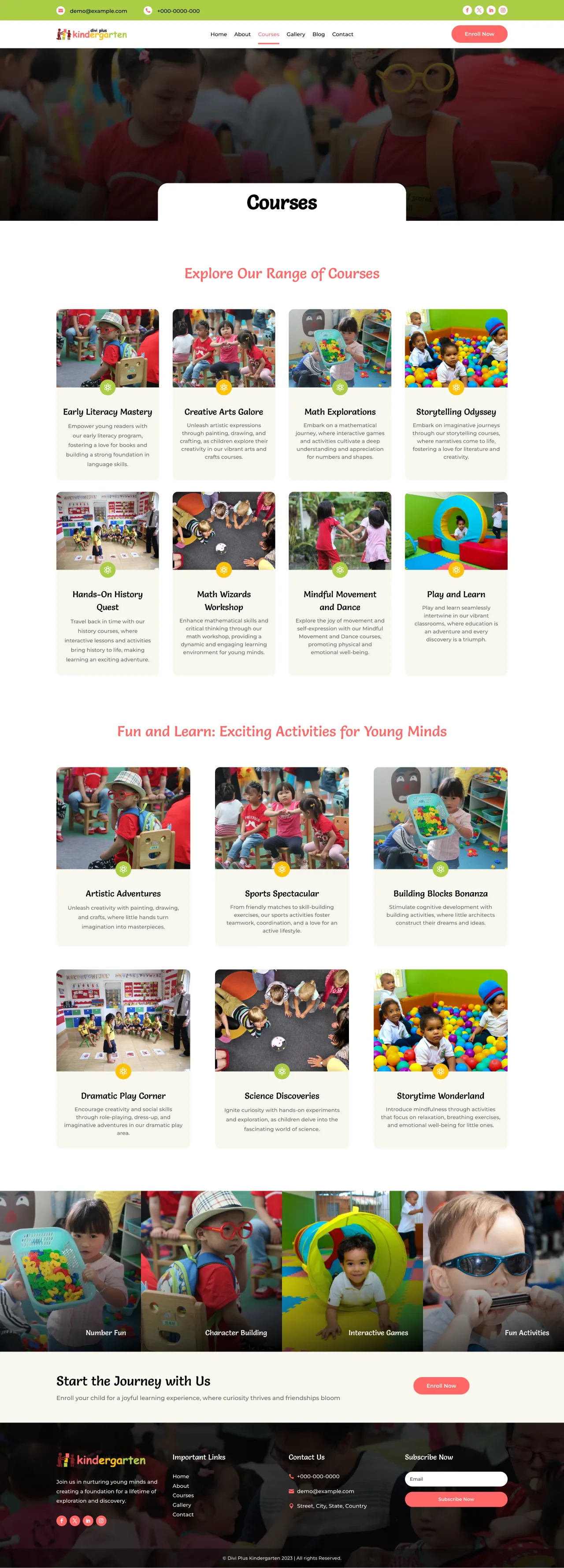 Divi Plus Kindergarten Child Theme Courses