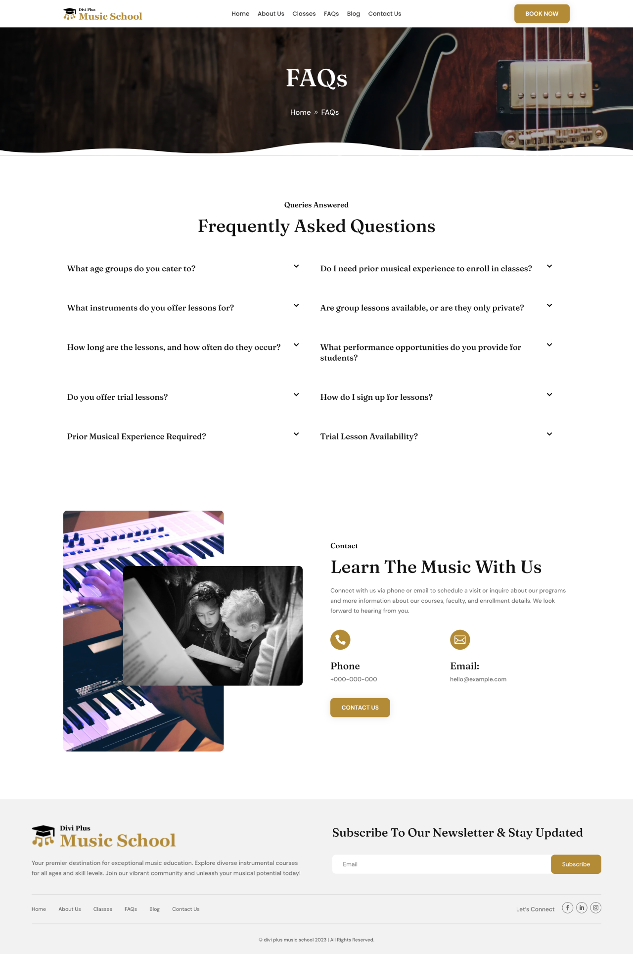 Divi Plus Music School Child Theme FAQ's