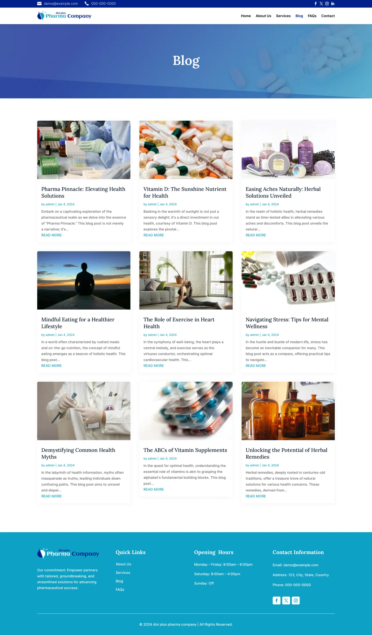Divi Plus Pharma Company Theme Blog