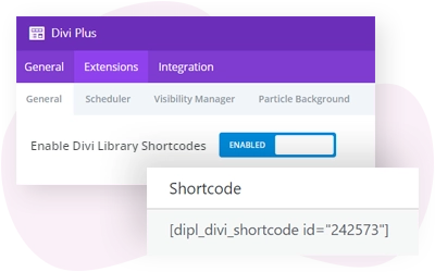 Divi library shortcode