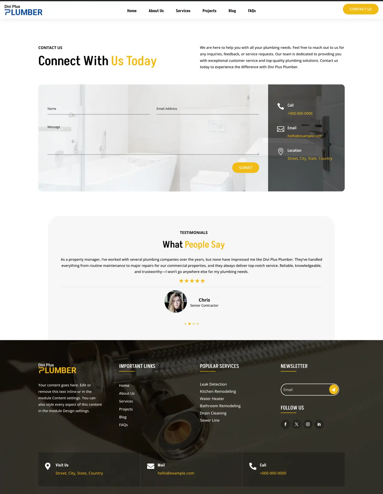 Divi Plus Plumber Child Theme Contact