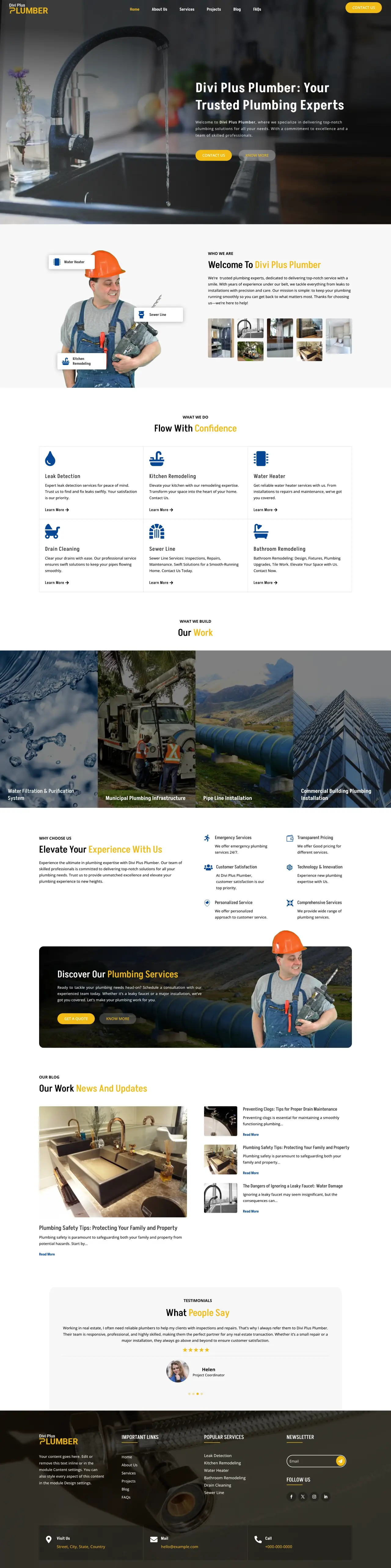 Divi Plus Plumber Child Theme Home