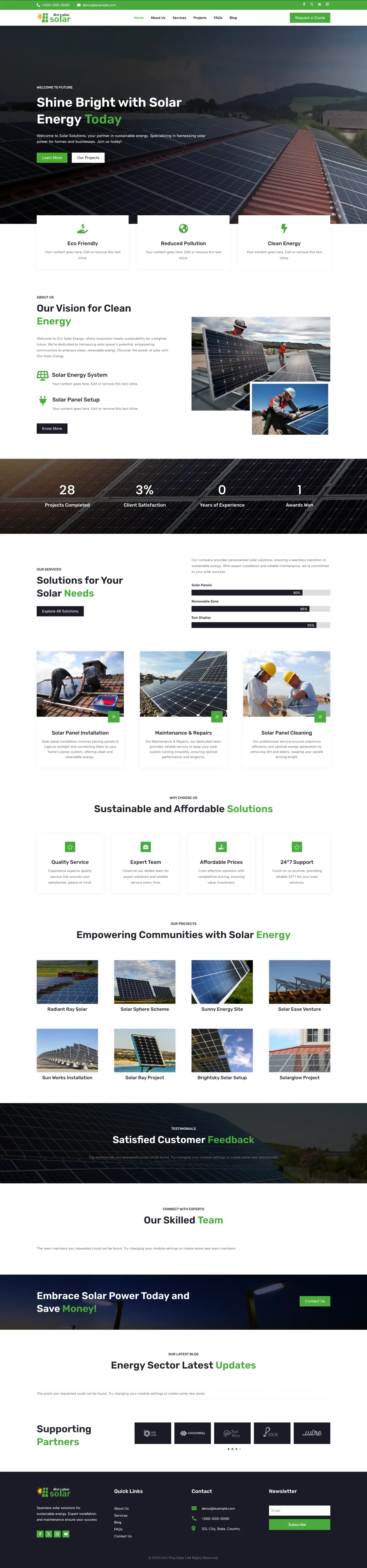 Divi Plus Solar Child Theme Home