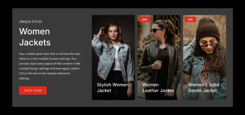 Female Layout Prebuilt Section Layouts - Divi Plus