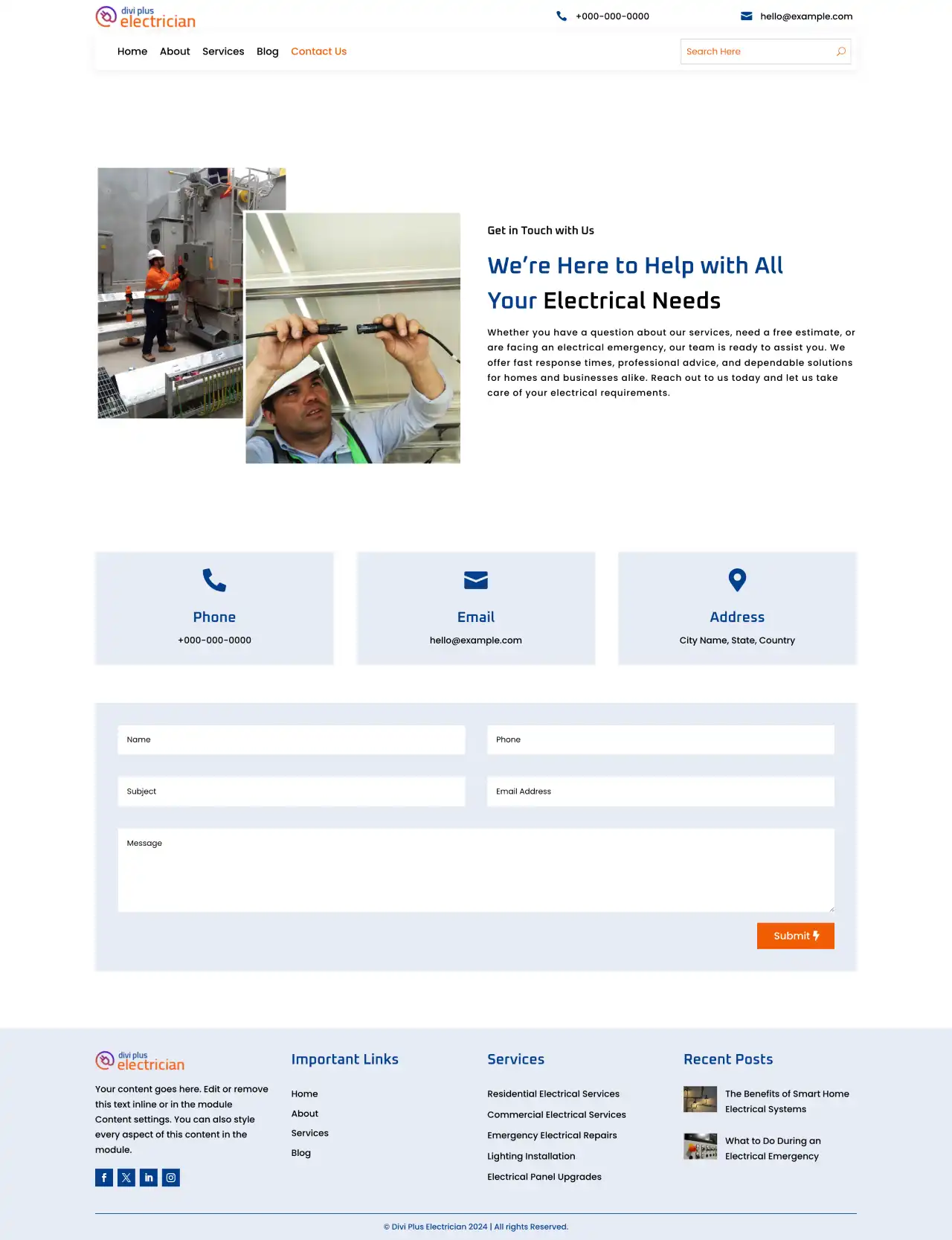 divi-plus-electrician-child-theme-contact Divi Plus Electronics Store Child Theme