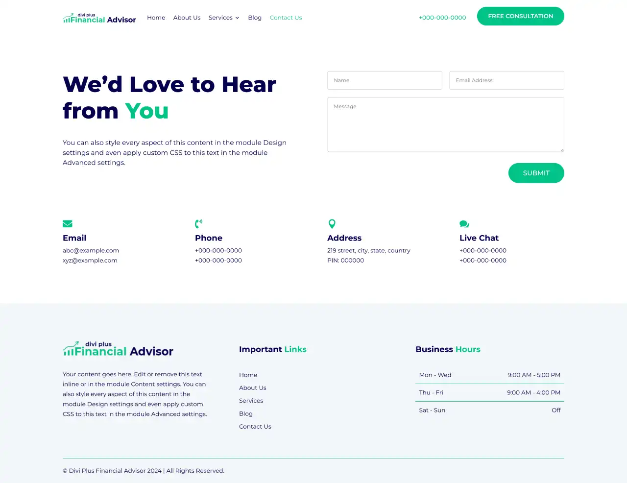 Divi Plus Accountant Child Theme