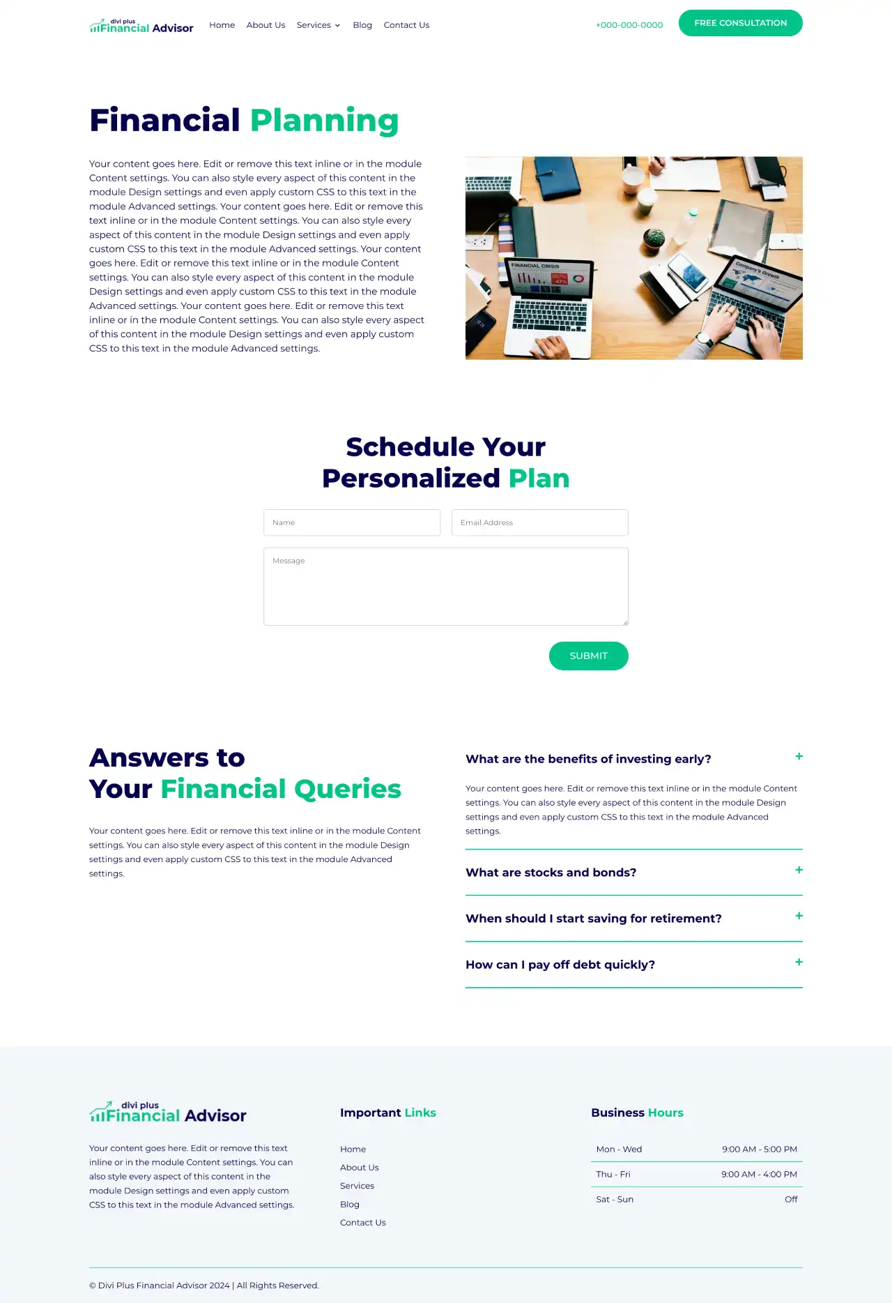 Divi Plus Accountant Child Theme