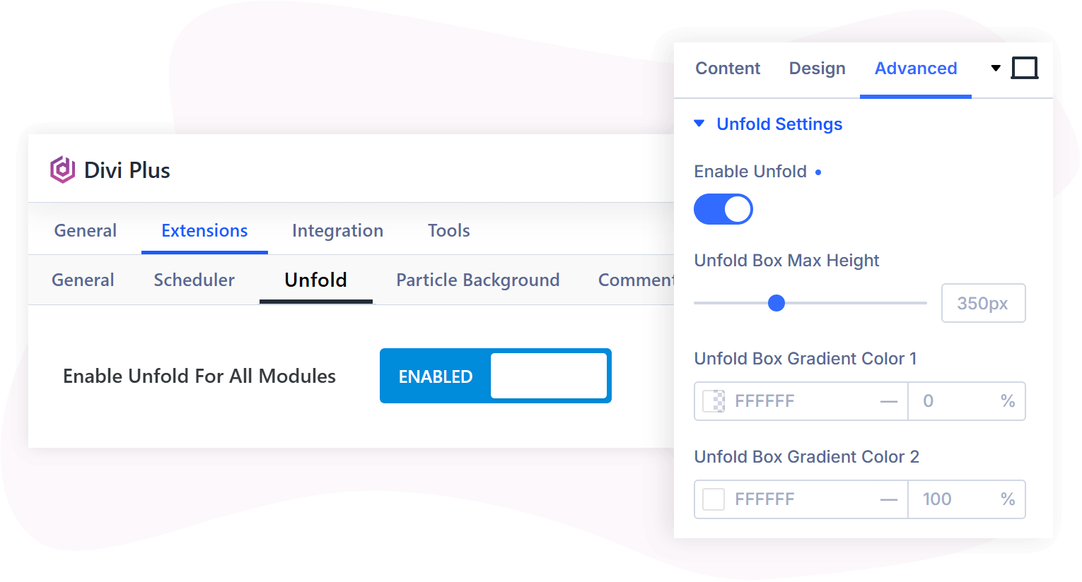 unfold Divi element scheduler
