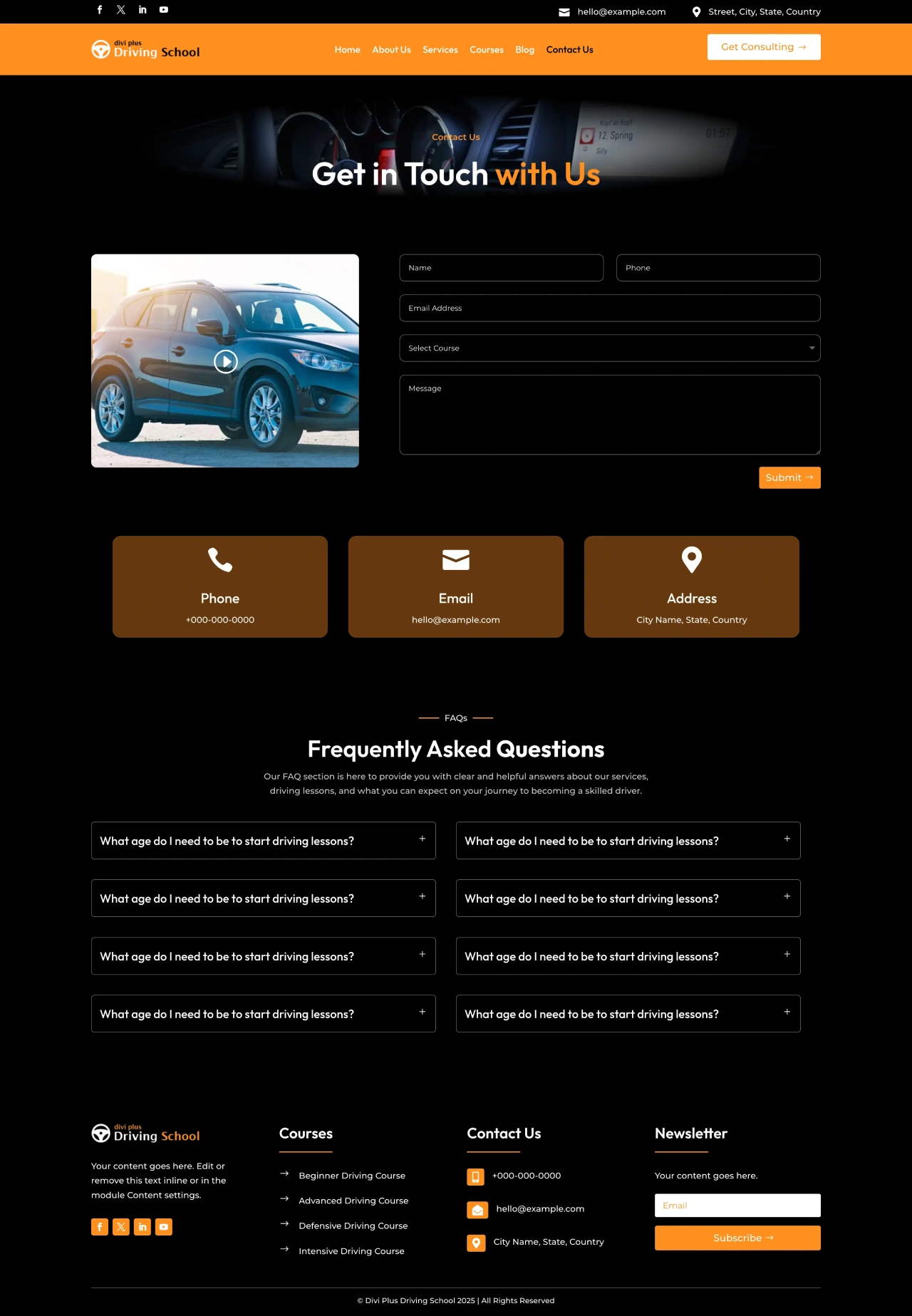 divi-plus-driving-school-contact-us Divi Plus Accountant Child Theme