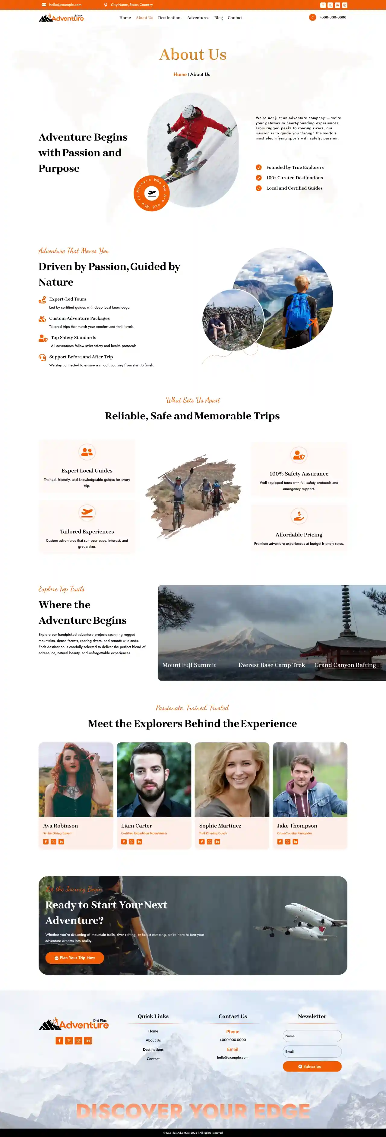 Divi Plus adventure child theme about