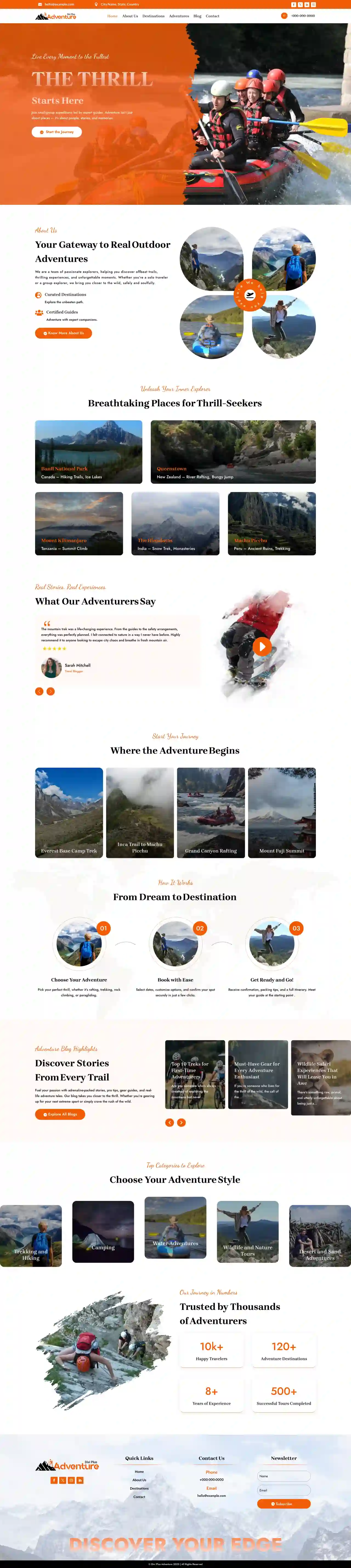 Divi Plus adventure child theme home