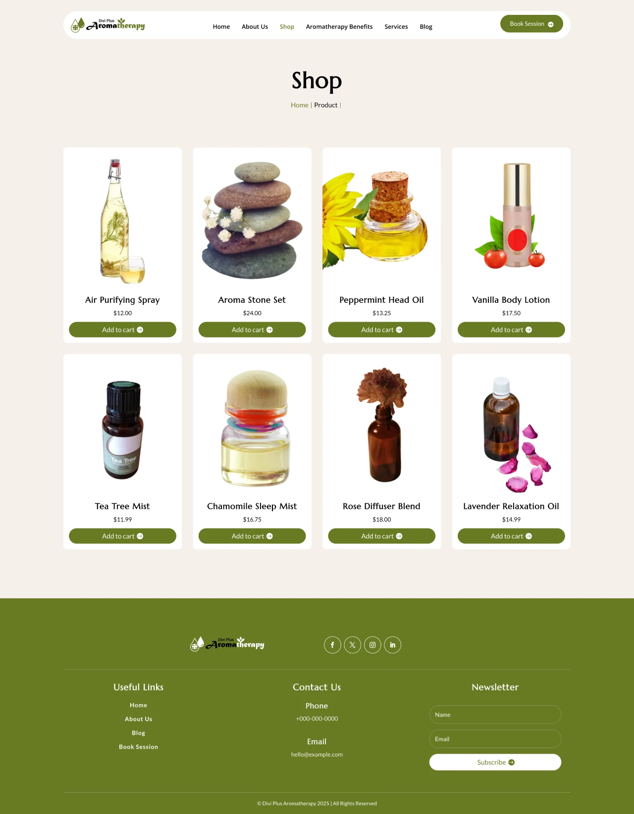 Divi Plus aromatherapy shop