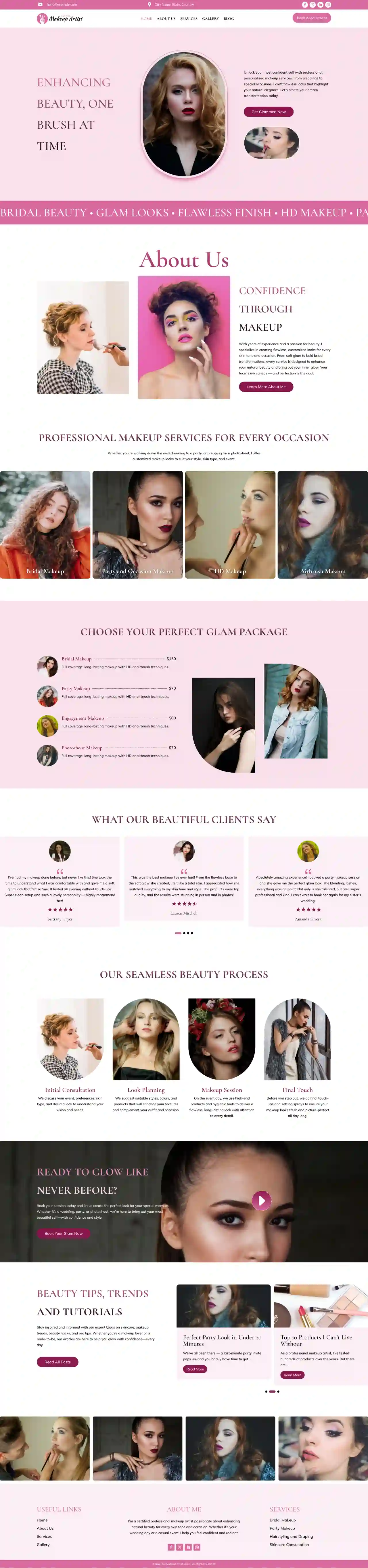Divi Plus makeup artist child theme home