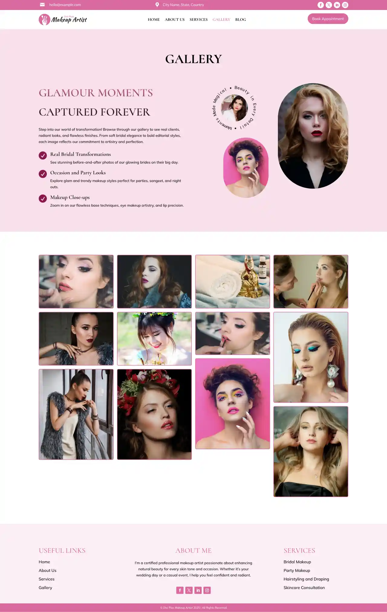 Divi Plus makeup artist child theme gallery