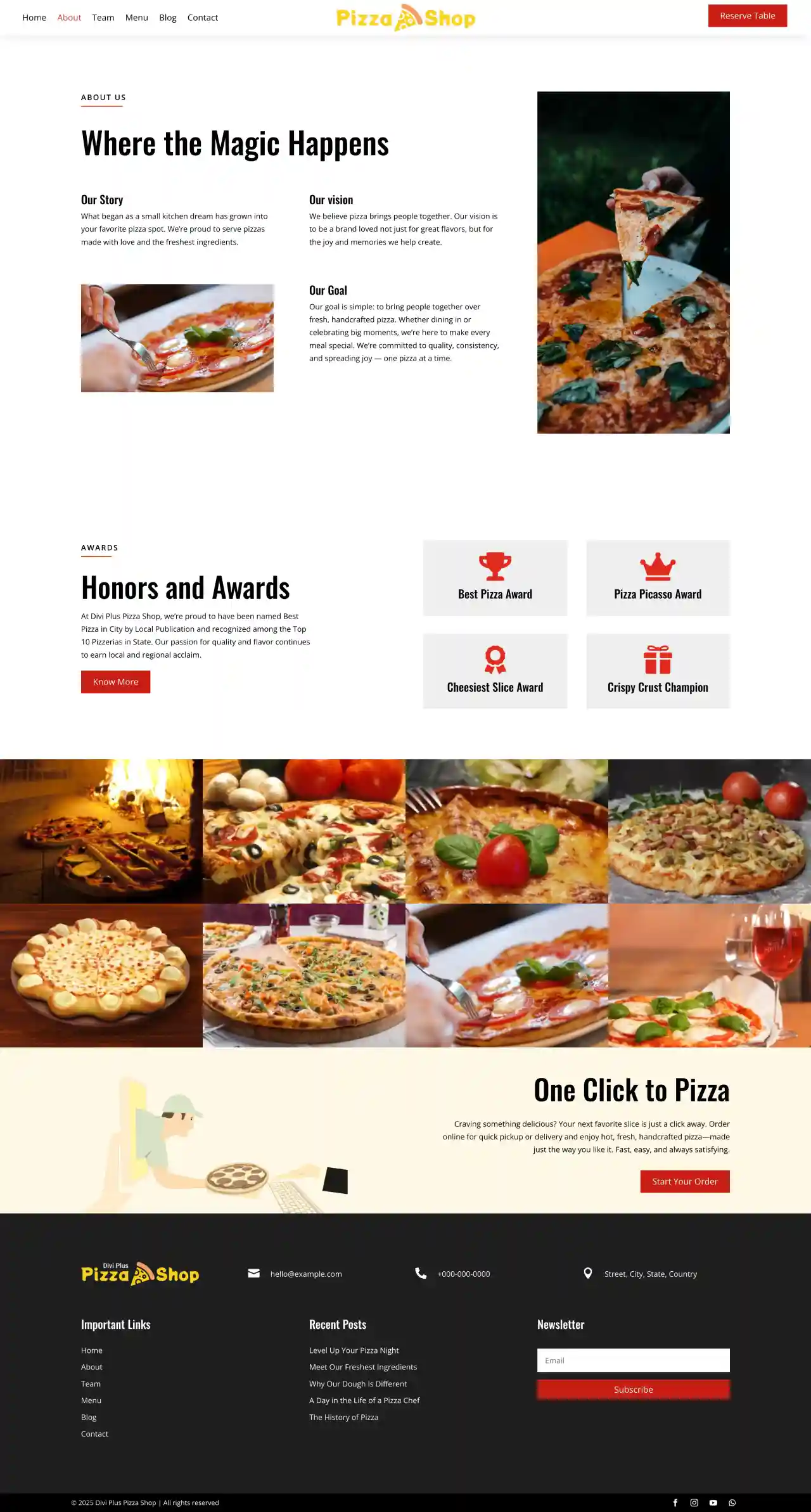 divi-plus-pizza-shop-about Divi Plus Builder Child Theme About