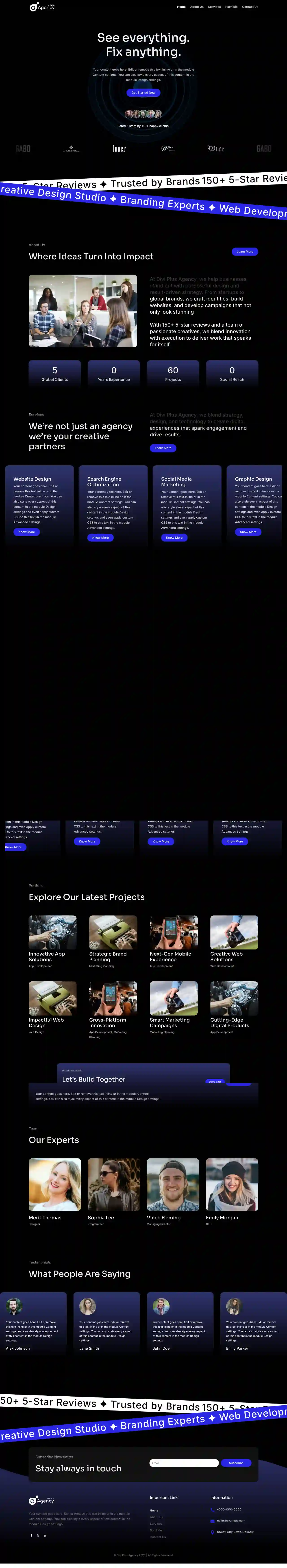 Divi Plus agency child theme home 