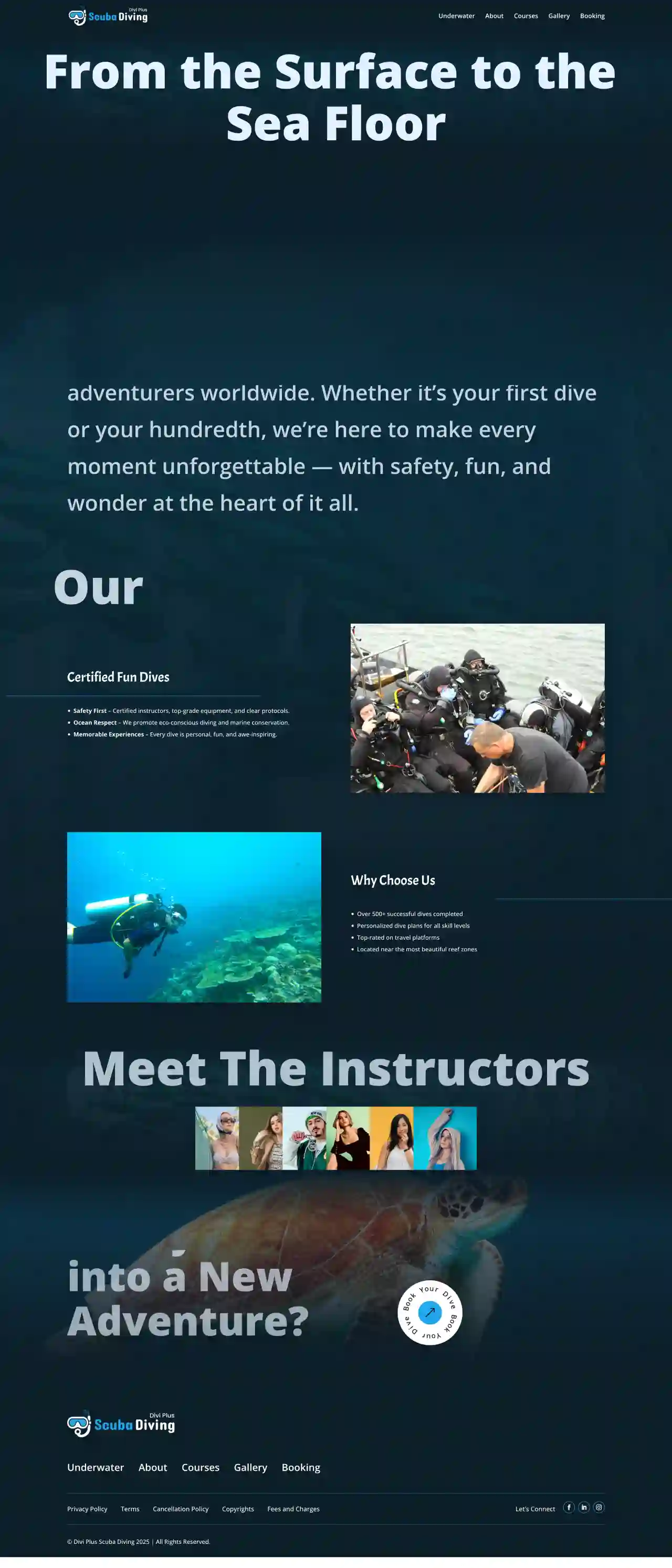 Divi Plus scuba diving child theme about