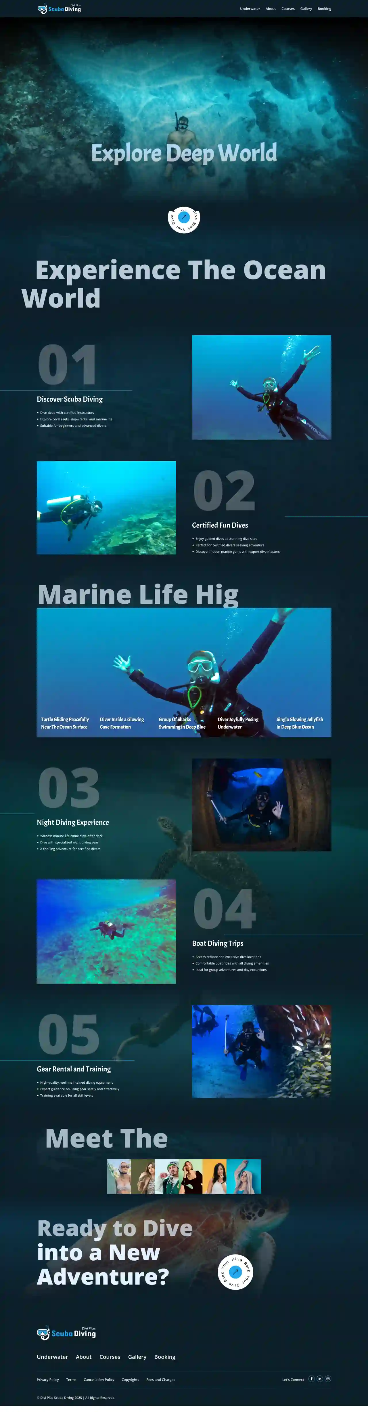 Divi Plus scuba diving child theme home 