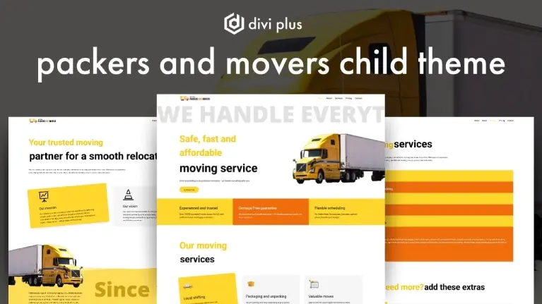 Divi Plus packers and movers child theme