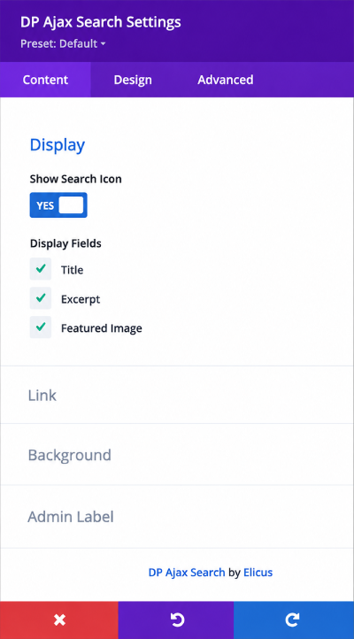 Divi plus ajax search featured image