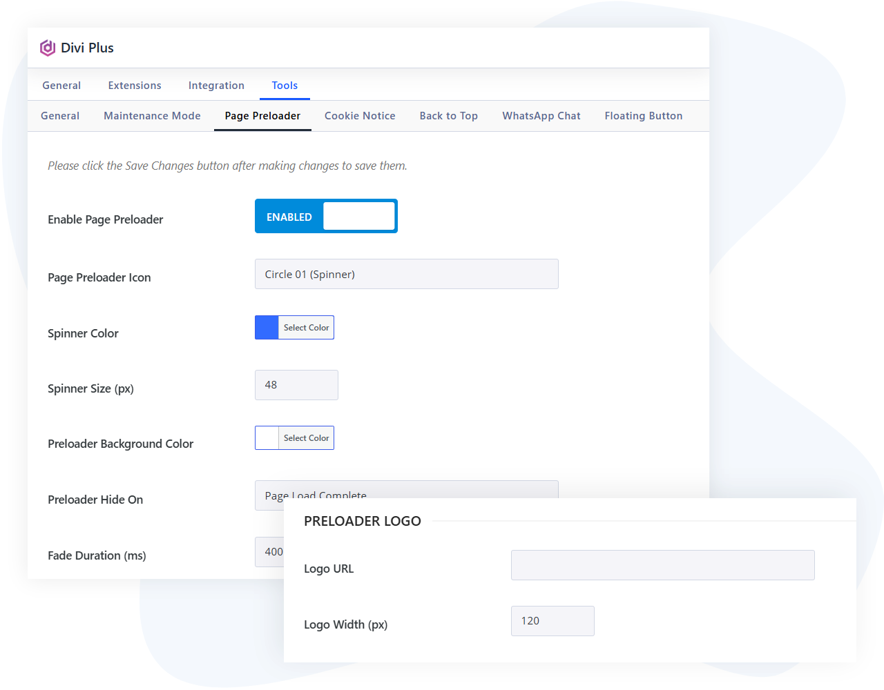 diviplus-page-preloader Divi page preloader setting preview