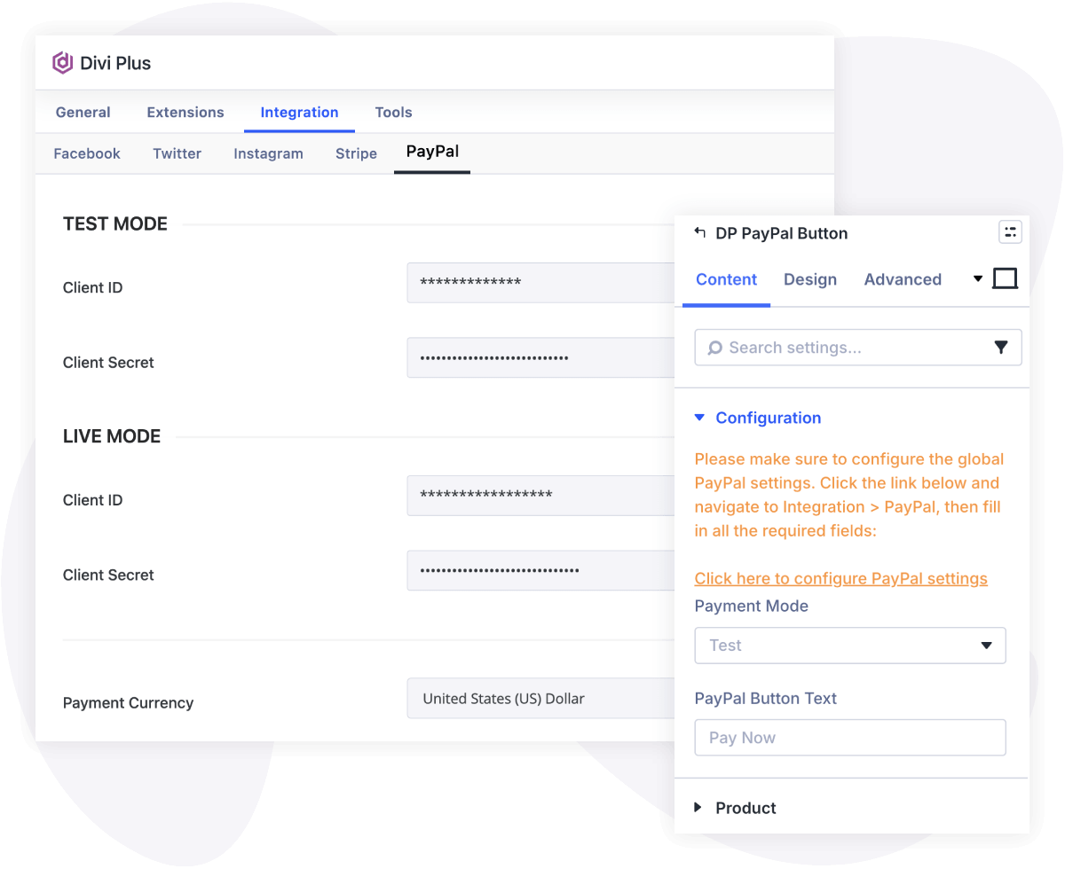 Divi paypal button